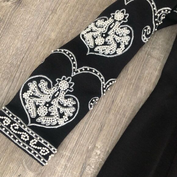 Vintage Adrienne Vittadini Petite Sz 2 Black Sheath Beaded Elegant Dress Womens - Picture 3 of 12